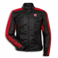 BLOUSON CUIR DUCATI COMPANY C4 NOIR ET ROUGE