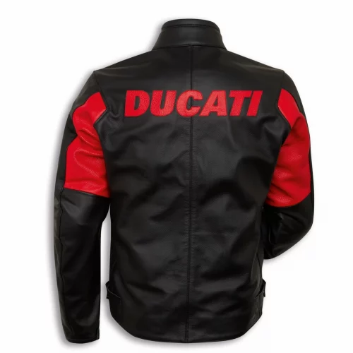 BLOUSON CUIR DUCATI COMPANY C4 NOIR ET ROUGE – Image 3