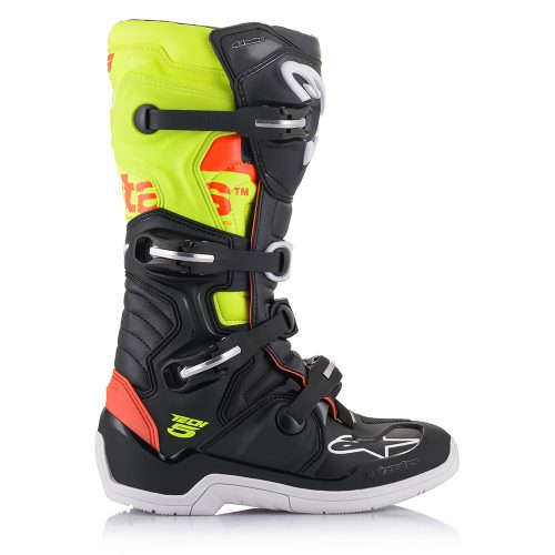 ALPINESTARS - Bottes Tech 5 Noir / Jaune fluo / Rouge fluo – Image 3