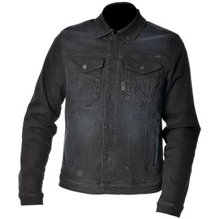 Veste moto textile Overlap Darren noire style urbain avec fermetures zippées et boutons pression