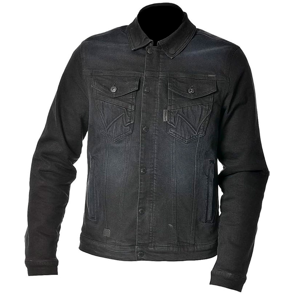 Veste moto textile Overlap Darren noire style urbain avec fermetures zippées et boutons pression