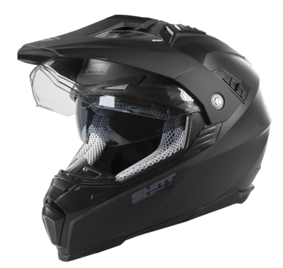 Casque moto trail SHOT Ranger noir mat avec écran solaire intégré et visière ventilée