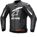 Blouson moto cuir Alpinestars GP Plus V4 noir et blanc avec design sport racing et protections intégrées