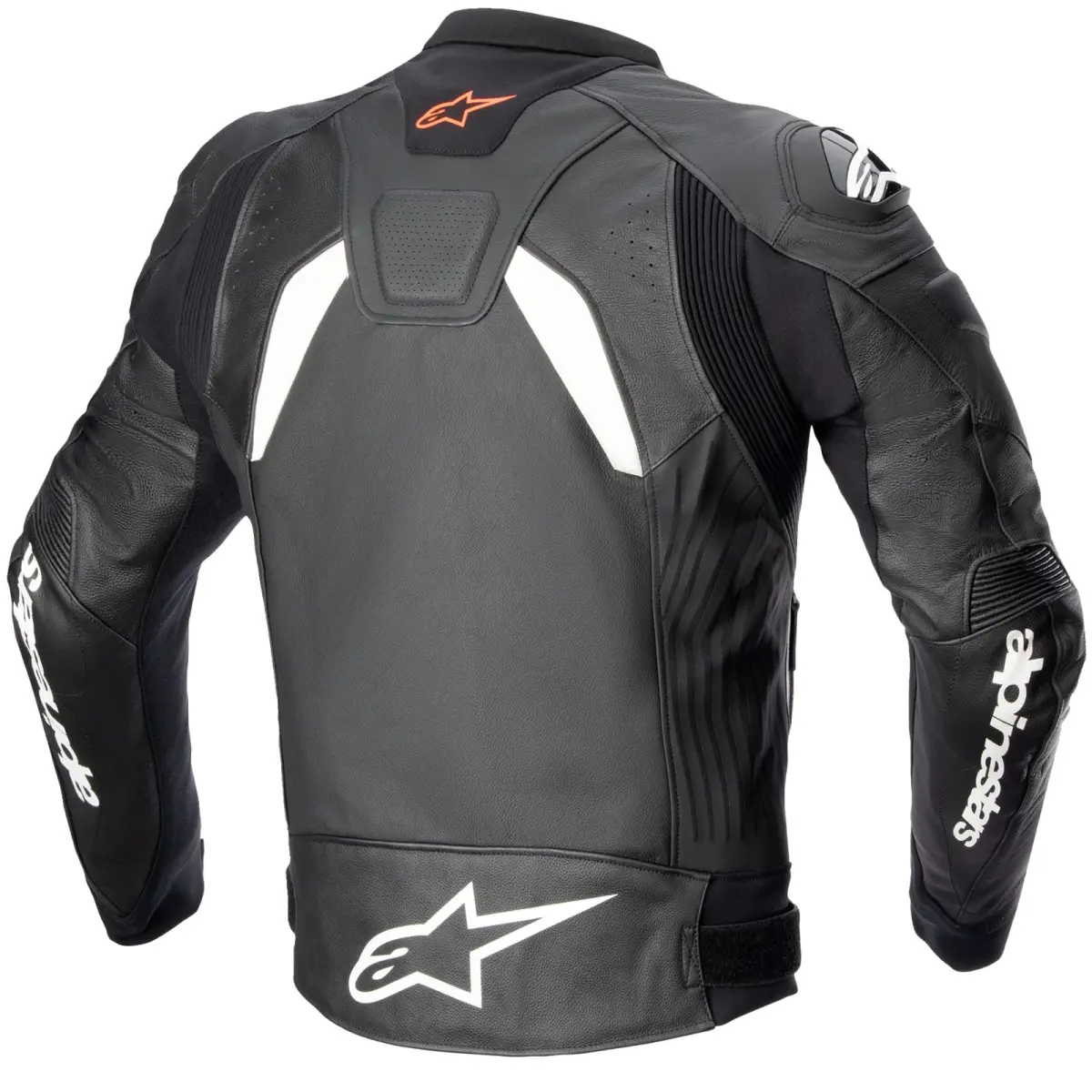 Blouson moto cuir Alpinestars GP Plus V4 noir et blanc avec design sport racing et protections intégrées