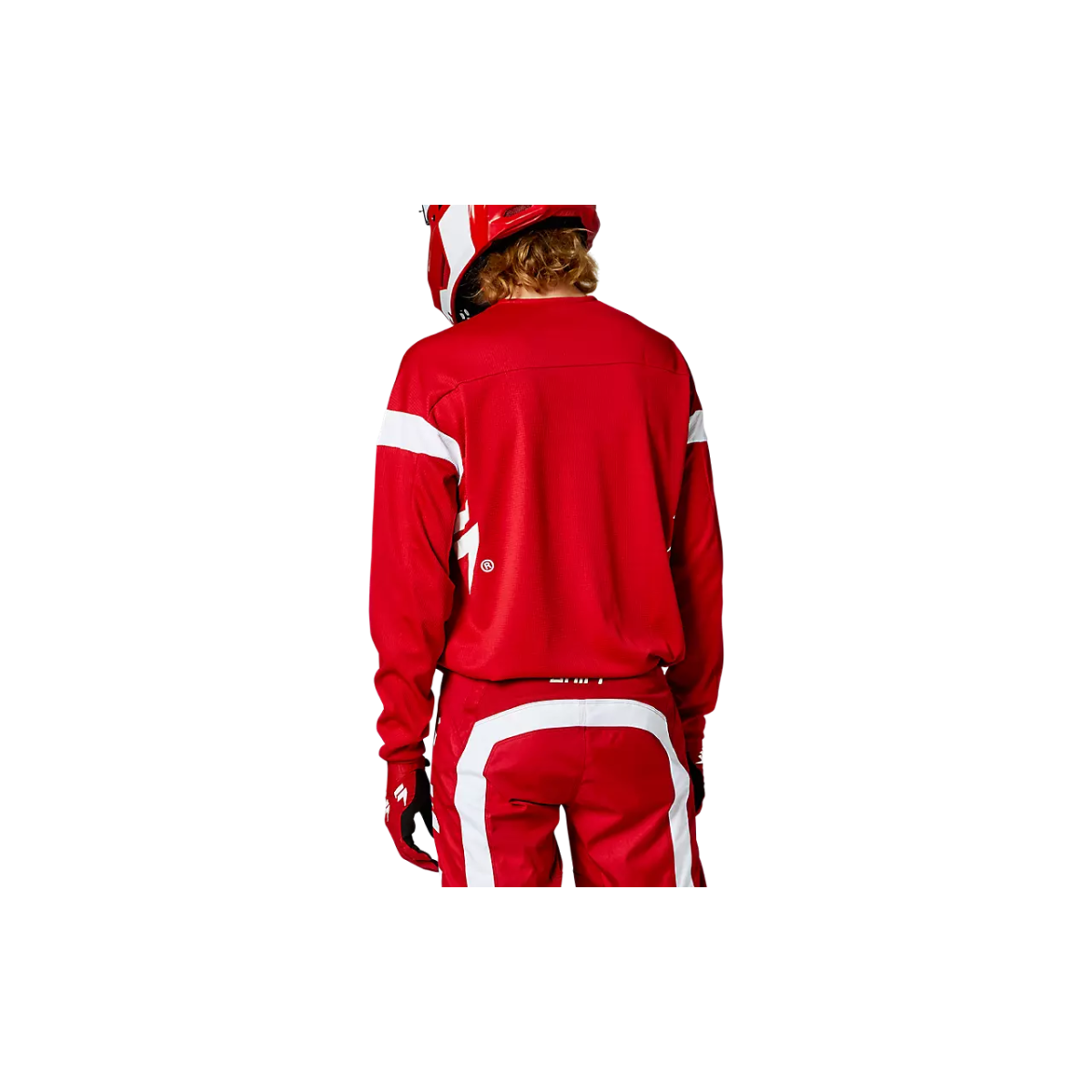 Maillot motocross enfant Shift White Label rouge avec panneaux ventilés et coupe athlétique