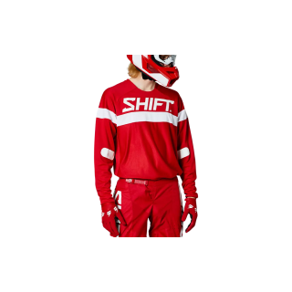 Maillot motocross enfant Shift White Label rouge avec panneaux ventilés et coupe athlétique
