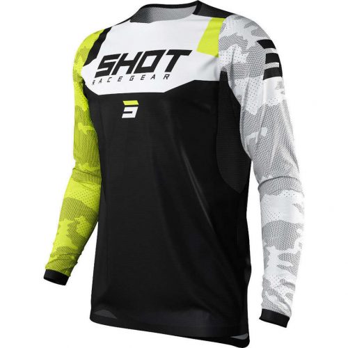 Maillot Moto Cross Enduro Shot CAMO Jaune Fluo