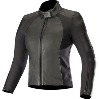 Blouson moto femme Alpinestars Vika V2 Noir cuir pleine fleur CE
