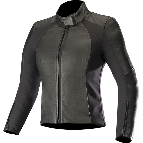 Blouson moto femme Alpinestars Vika V2 Noir cuir pleine fleur CE