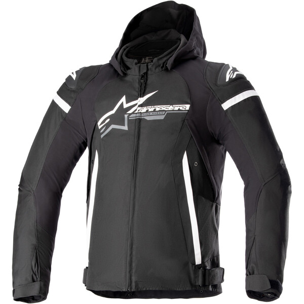 Blouson moto homme Alpinestars Zaca Waterproof Noir Blanc étanche textile CE toutes saisons