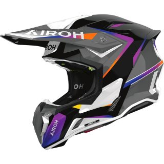 Casque cross Airoh Twist 3 Hustle gris noir violet brillant taille M