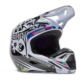 Casque cross Fox V1 Image Cosmo blanc noir taille L