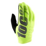 Gants cross 100% Brisker jaune fluo noir